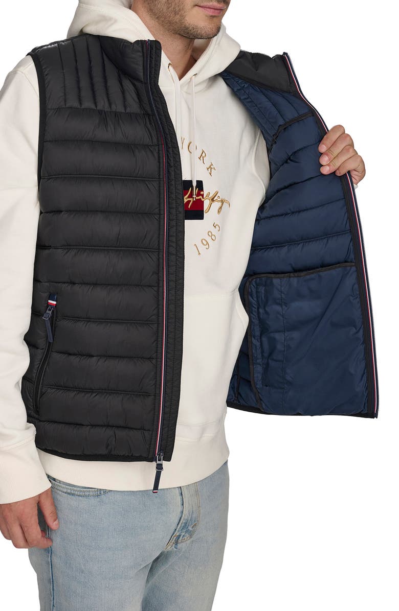 Tommy Hilfiger Packable Faux Down Vest, Alternate, color, Black