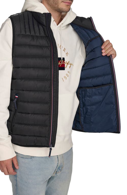 Tommy Hilfiger Packable Faux Down Vest In Black