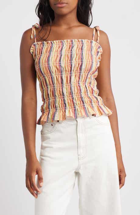 Topshop Stripe Shirred Cotton Camisole