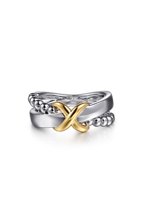 Wide Band Crisscross Ring