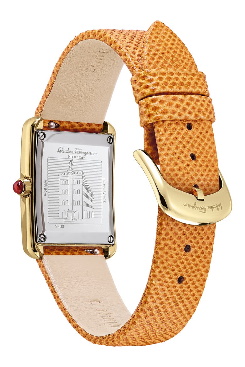 Salvatore Ferragamo Portrait Two-Tone Bracelet Watch, 31mm x 41mm, Alternate, color, ORANGE/ WHITE/ GOLD