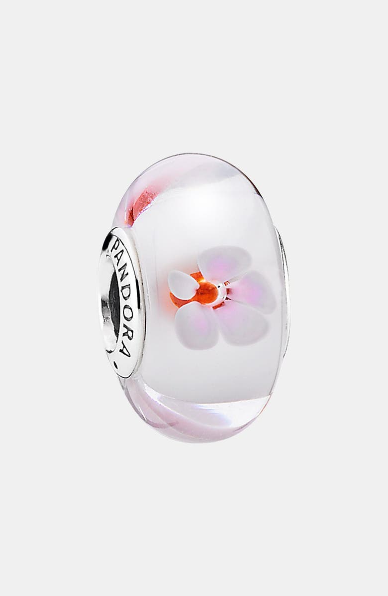 PANDORA 'Cherry Blossom' Murano Glass Charm, Main, color, 
