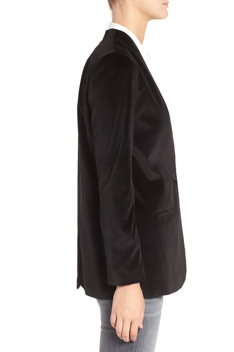 Lauren Velvet Blazer, Alternate, color, TRUE BLACK