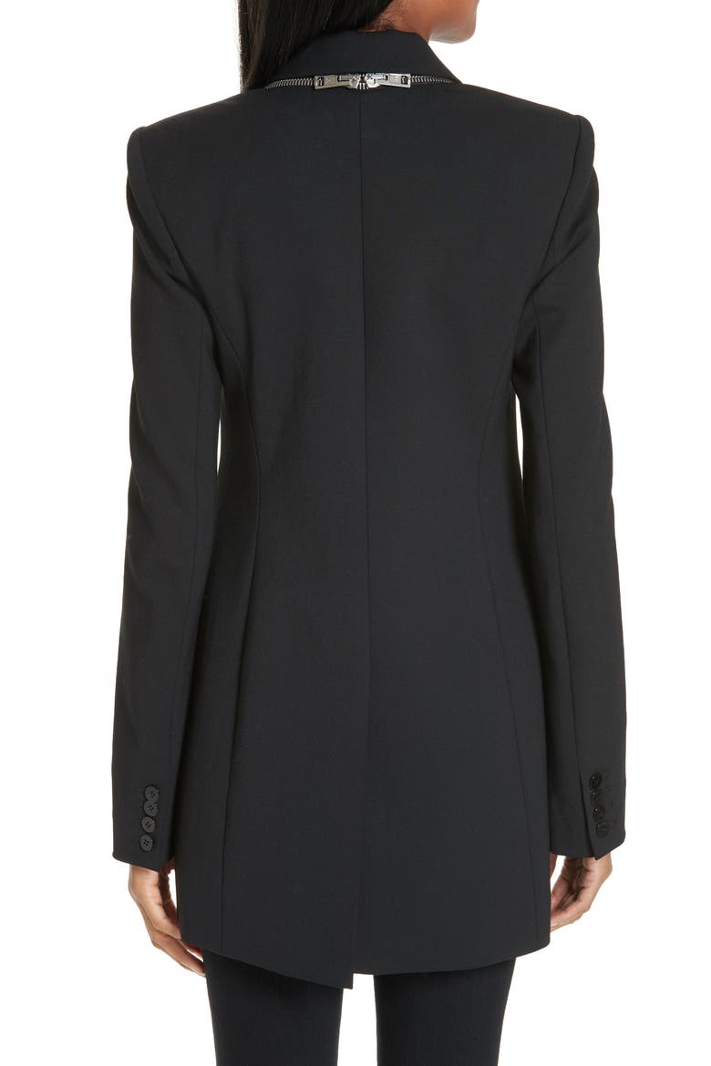 Zip Shoulder Stretch Wool Blend Blazer, Alternate, color, BLACK