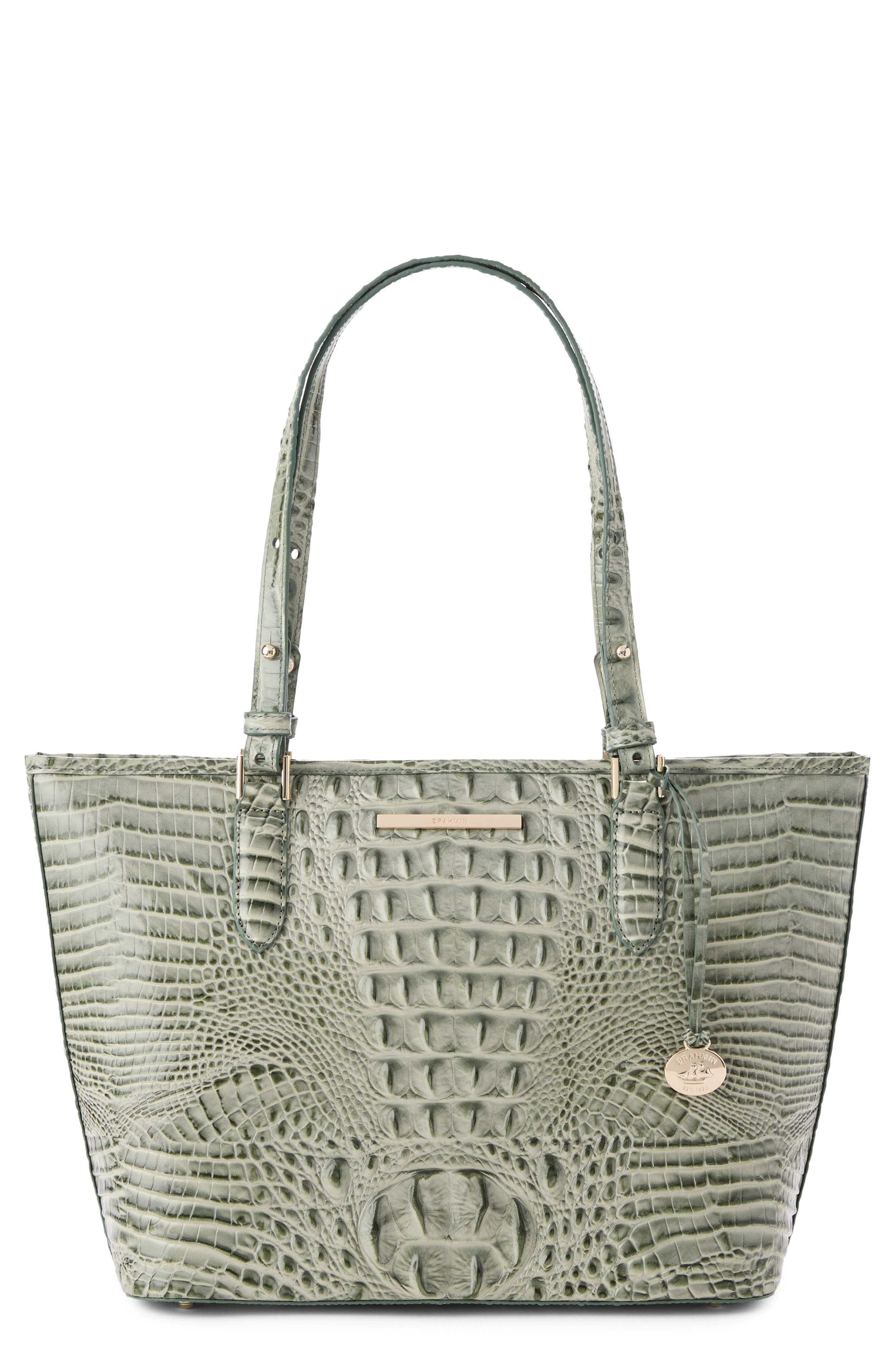 Medium Asher Croc Embossed Leather Tote, Main, color, SOFTGRASS