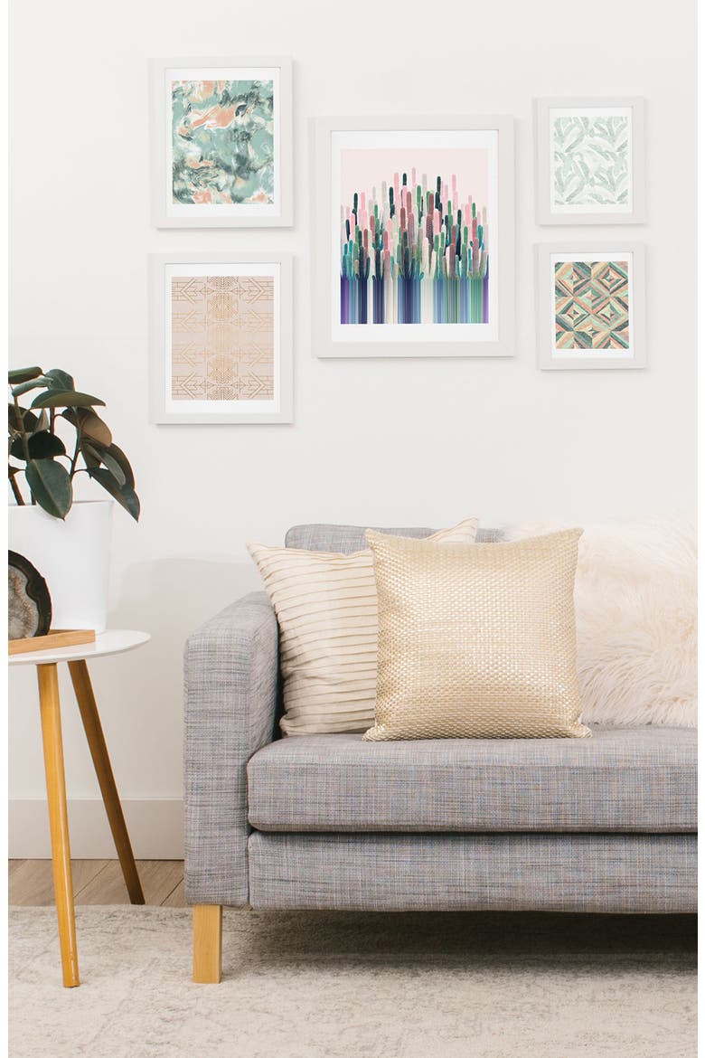 Matcha Blush Five-Piece Gallery Wall Art Print Set, Alternate, color, CORAL AND GREEN