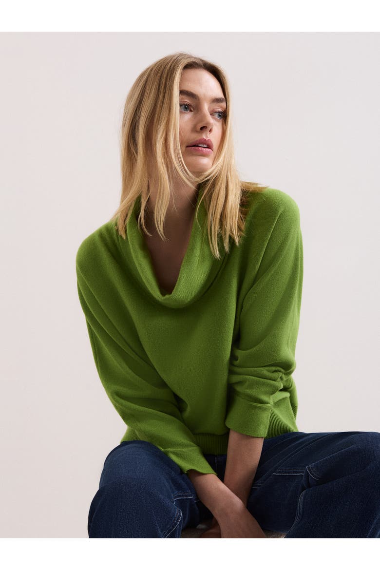 Ribbed Detailing Rosalie Cowl Jumper, Alternate, color, Green