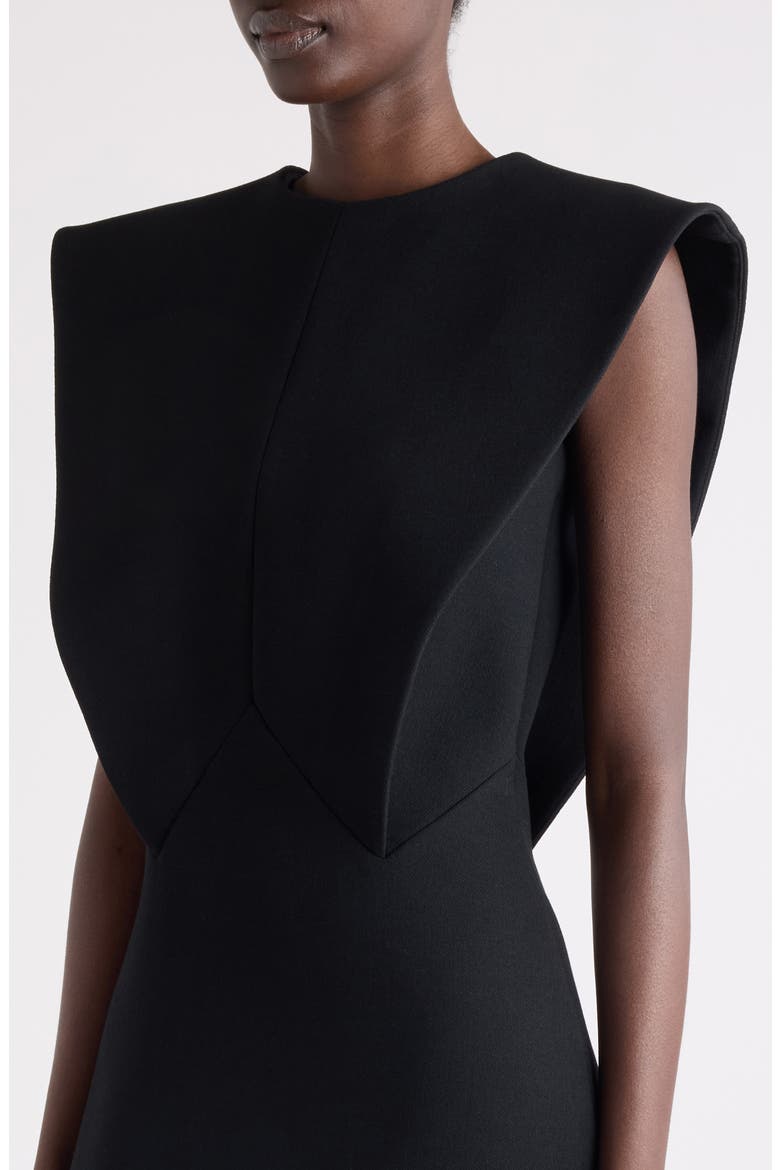 Structured Wool Blend Crepe Evening Gown, Alternate, color, BLACK