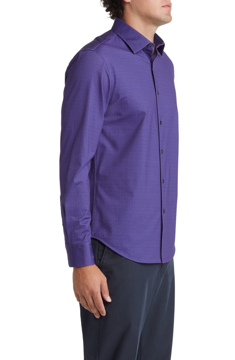 Bugatchi James OoohCotton<sup>®</sup> Greek Key Print Button-Up Shirt, Alternate, color, 