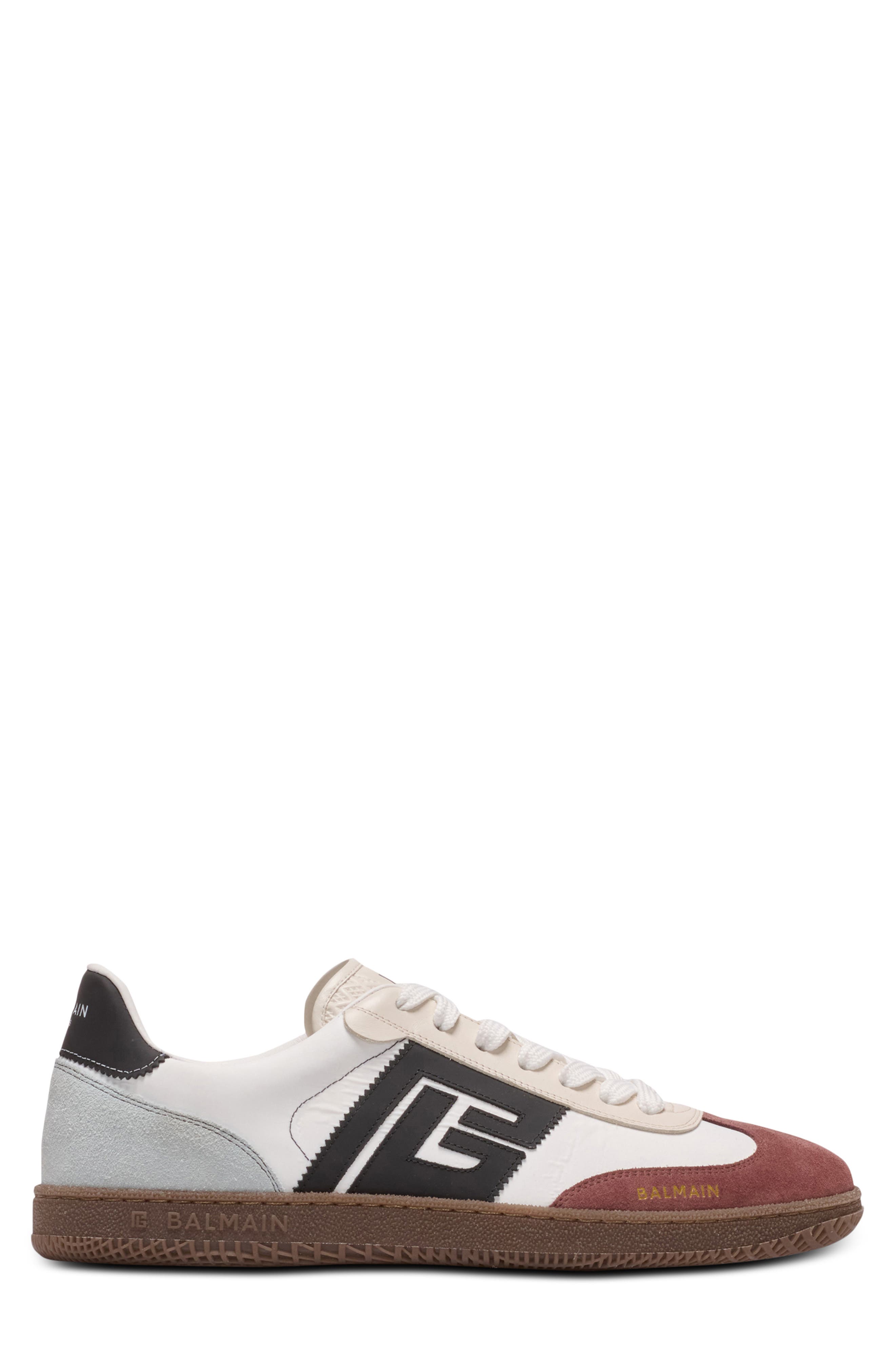 Balmain Swan Low Top Sneaker, Alternate, color, Gl0 White/ Burgundy