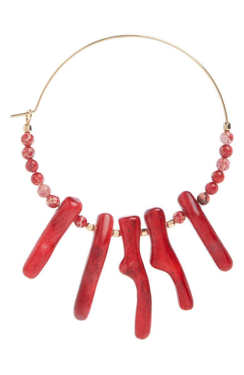Isabel Marant Jolana Coral Beaded Hoop Earrings, Alternate, color,