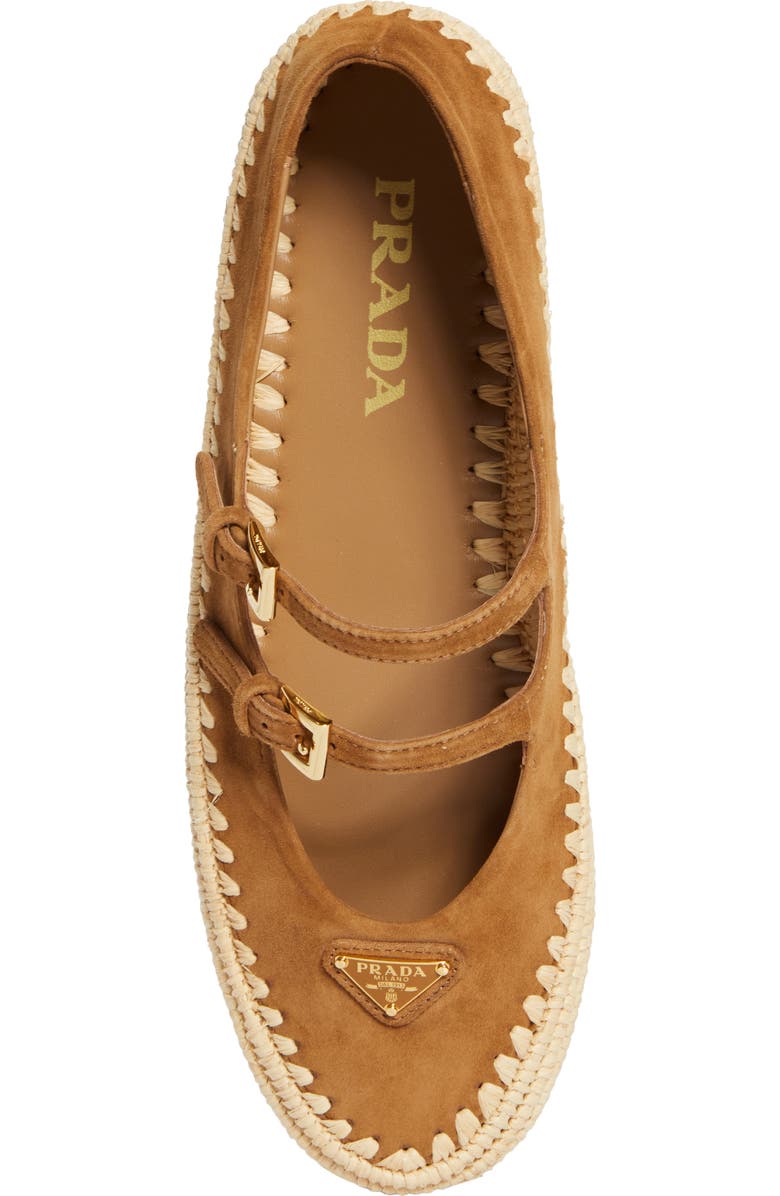 Prada Raffia Double Strap Mary Jane Flat, Alternate, color,