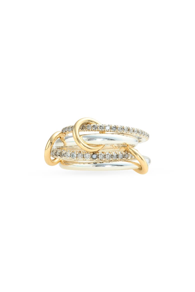 Polaris Sterling Silver & 18K Gold Diamond Stack Ring (Nordstrom Exclusive), Alternate, color, SILVER