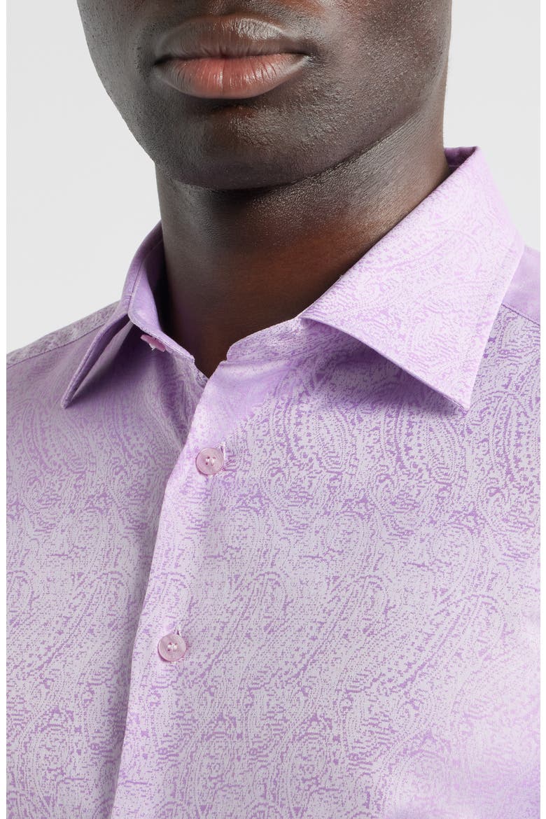 Roma Regular Fit Violet Paisley Jacquard Cotton Dress Shirt, Alternate, color, VIOLA