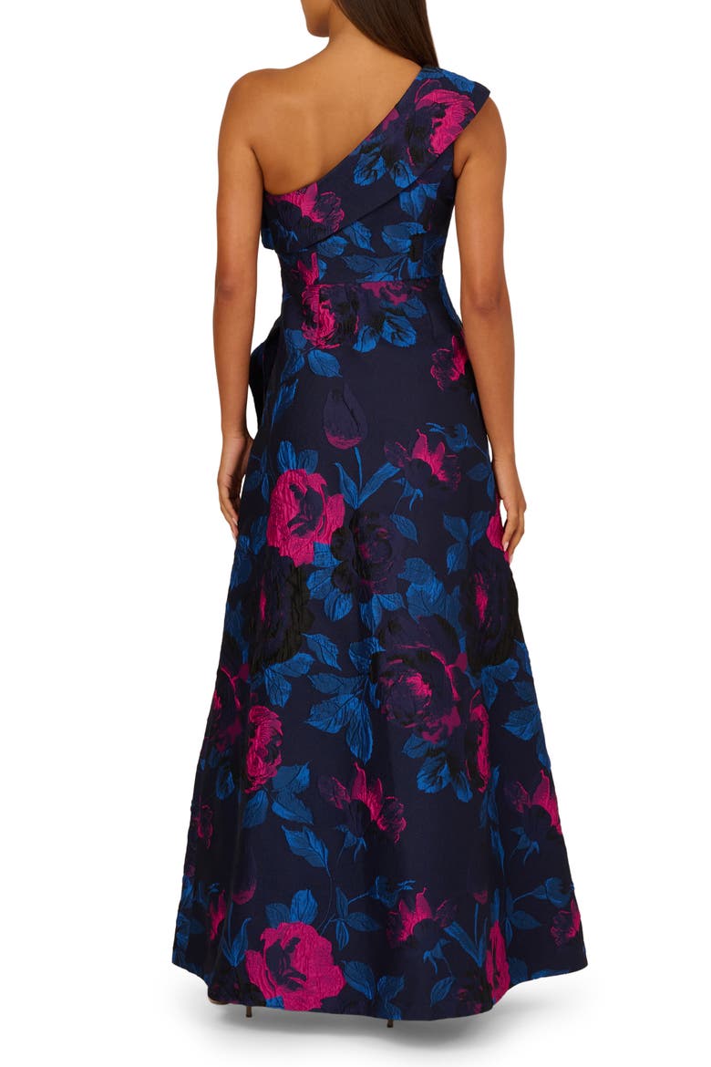 One-Shoulder Jacquard Ballgown, Alternate, color, NAVY/ ORCHID