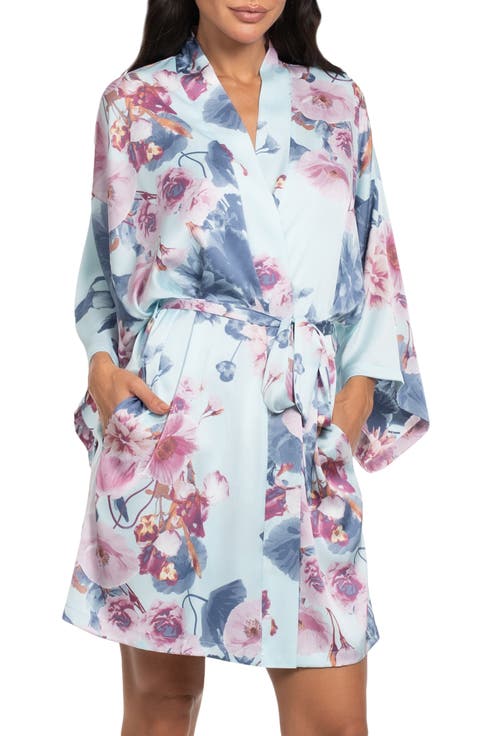 Floral Satin Wrap Robe