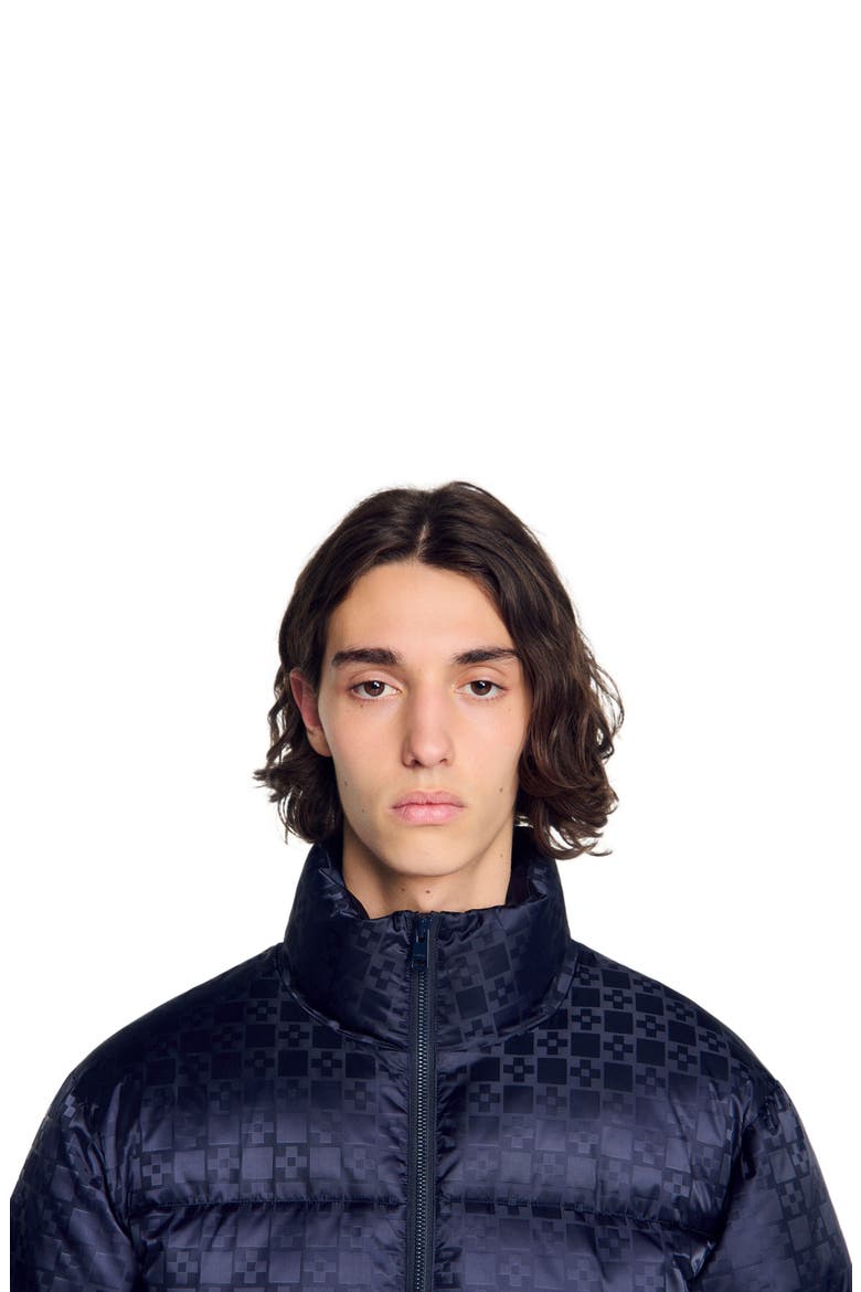 Water-repellent cross-motif puffer, Alternate, color, Midnight blue