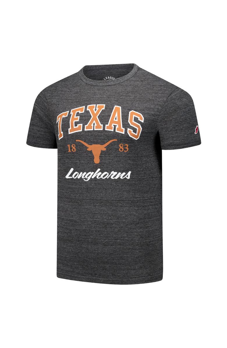 LEAGUE COLLEGIATE WEAR Men's League Collegiate Wear Charcoal Texas Longhorns  Arch Script Victory Falls Tri-Blend T-Shirt, Alternate, color, 
