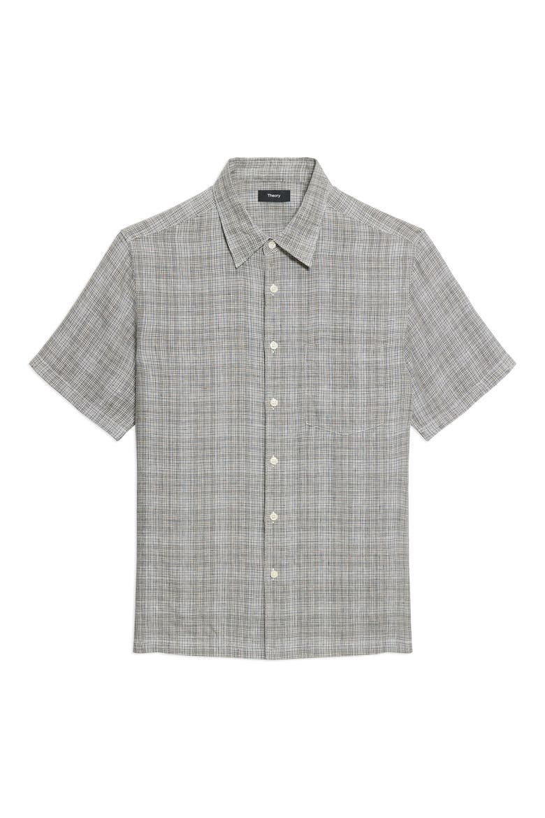 Irving Plaid Short Sleeve Linen Button-Up Shirt, Alternate, color, PINE GROVE MULTI - 2RN