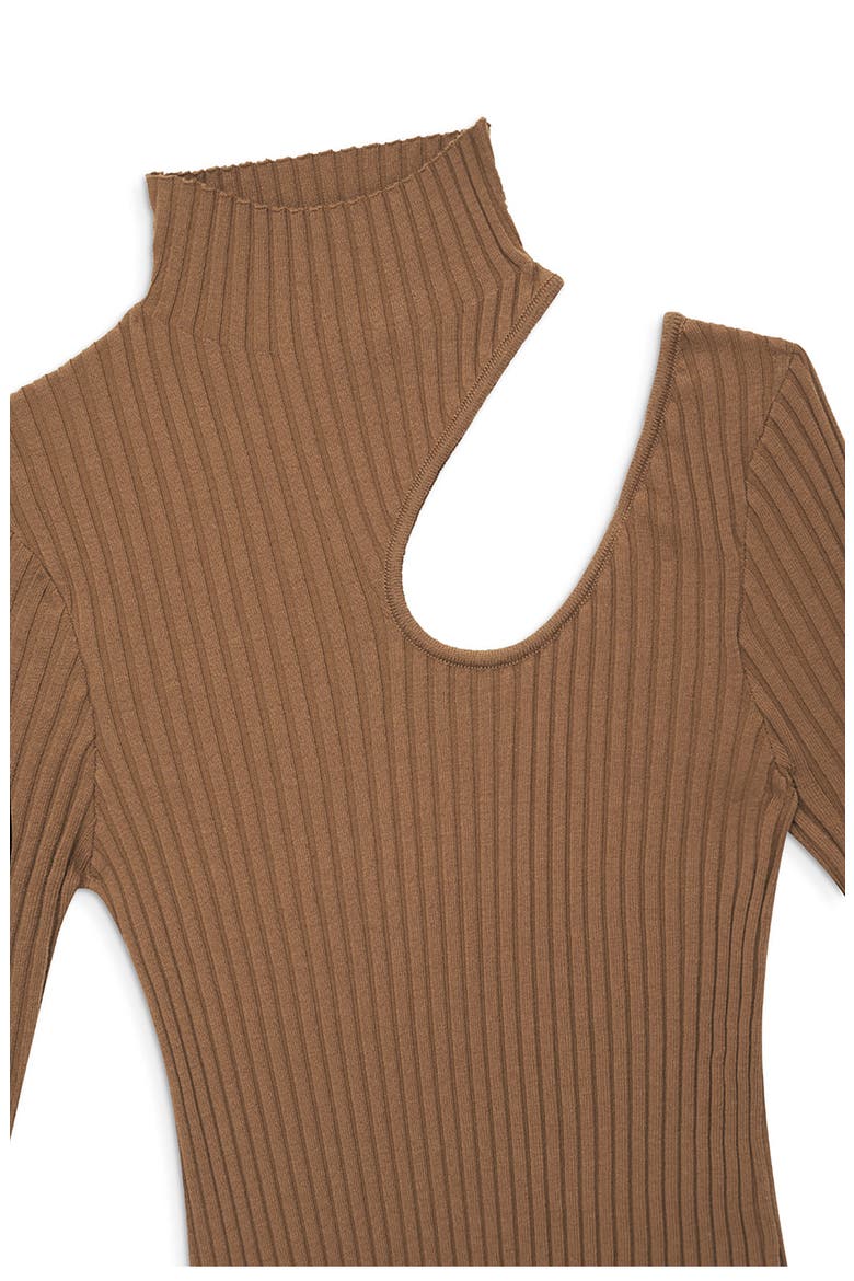 Victoria Cutout Ribbed Midi Dress, Alternate, color, CAMEL