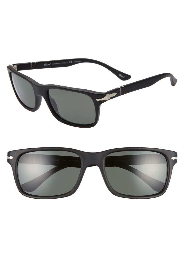 58mm Polarized Rectangle Sunglasses, Main, color, BLACK SOLID