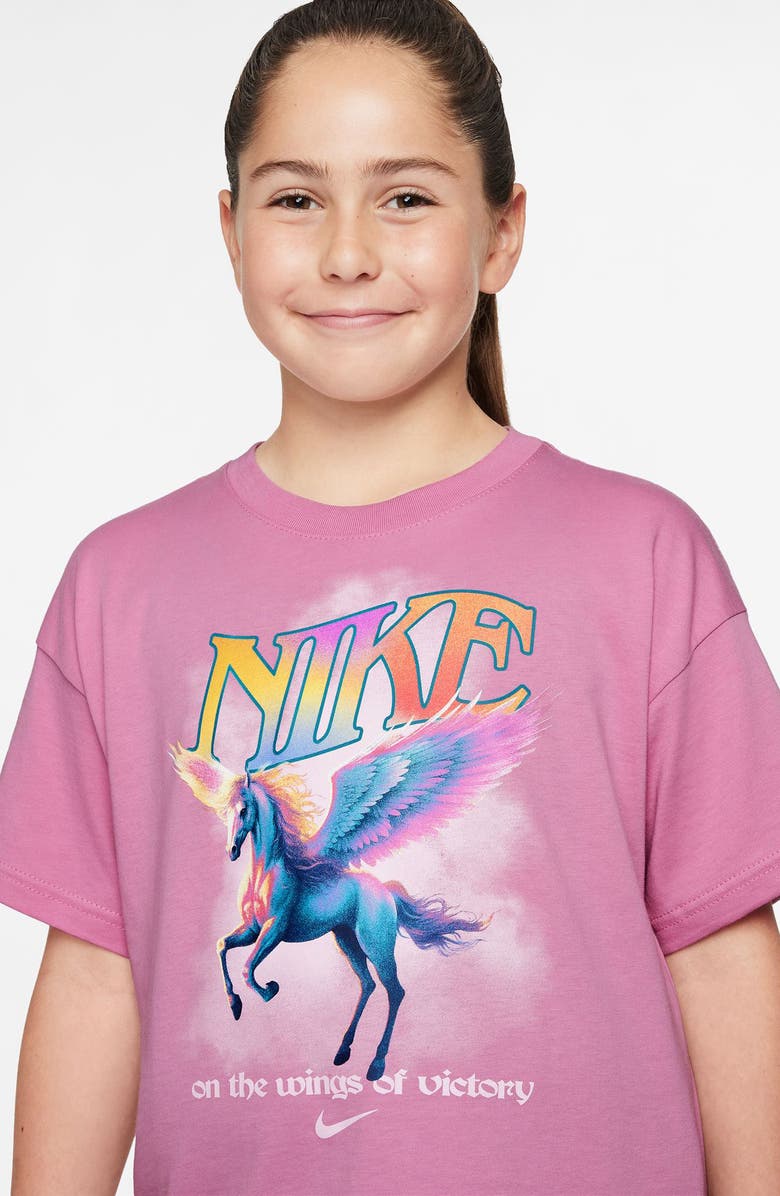 Nike Kids' Take Flight Cotton Graphic T-Shirt, Alternate, color, Magic Flamingo