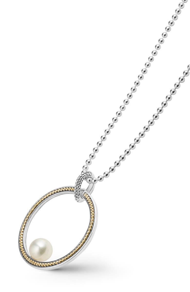 LAGOS Open Circle Pearl Pendant Necklace, Alternate, color, 