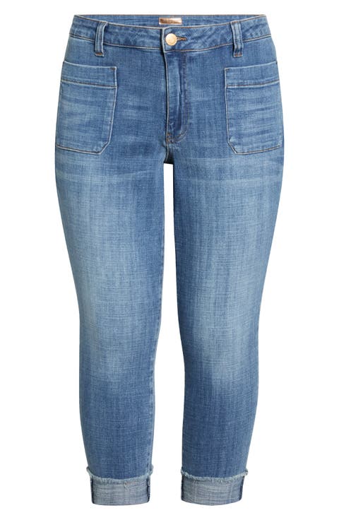 Amy High Waist Patch Pocket Crop Skinny Jeans (Attractive) (Plus)