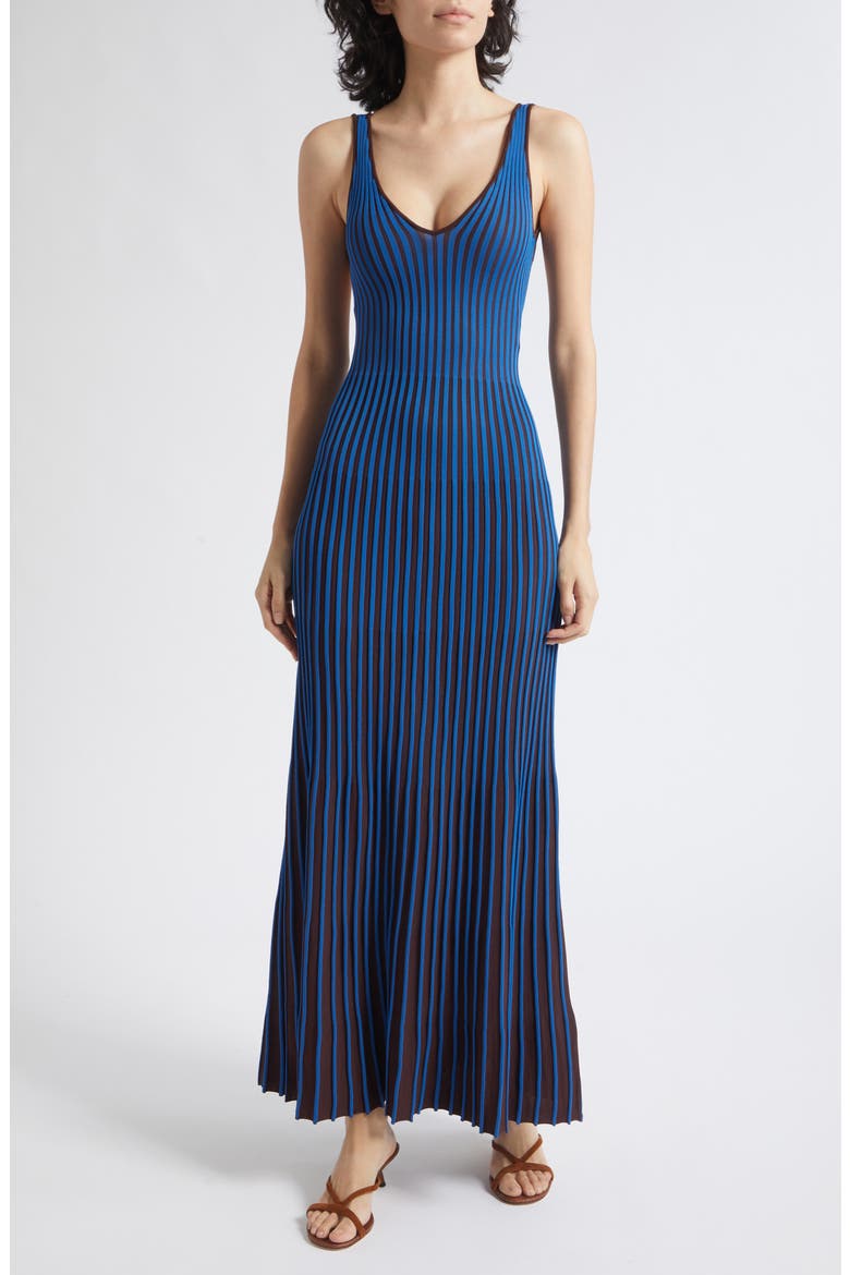 Claretta Stripe Sleeveless Maxi Dress, Main, color, ESPRESSO/ COBALT