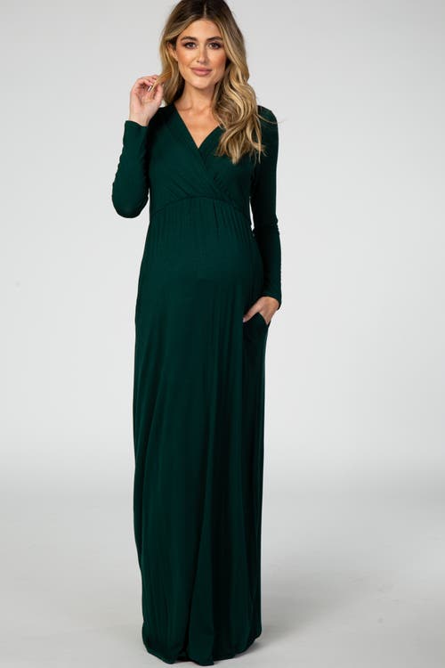 Pinkblush Long Sleeve Maxi Dress In Green