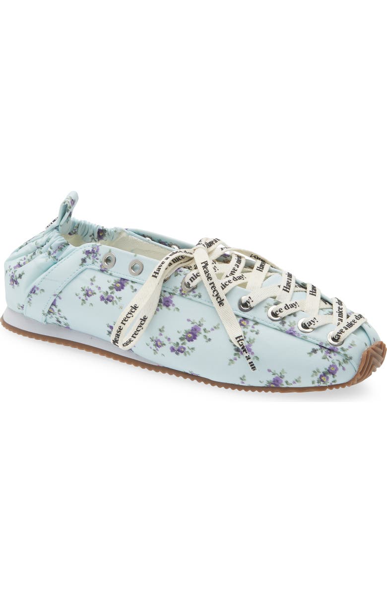 Ganni Sporty Lace-Up Ballerina Flat, Main, color, Iced Aqua