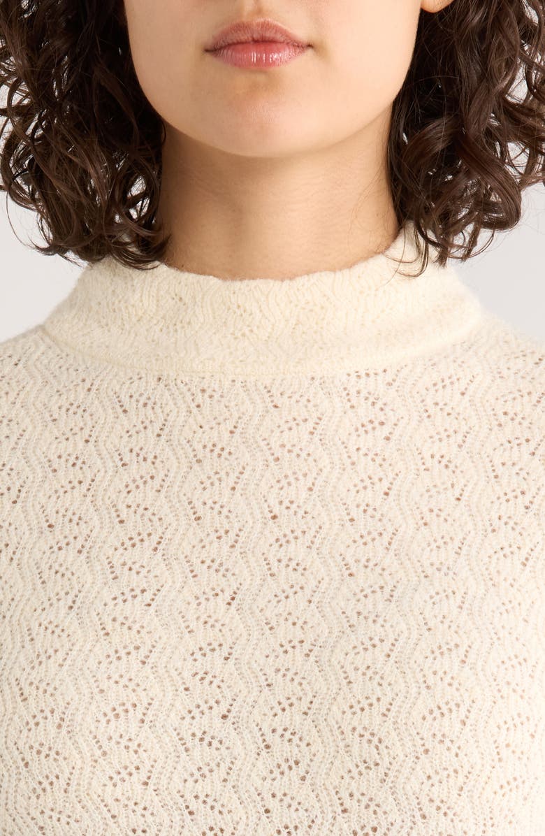 Marine Layer Lucia Pointelle Stitch Mock Neck Sweater, Alternate, color, Oat