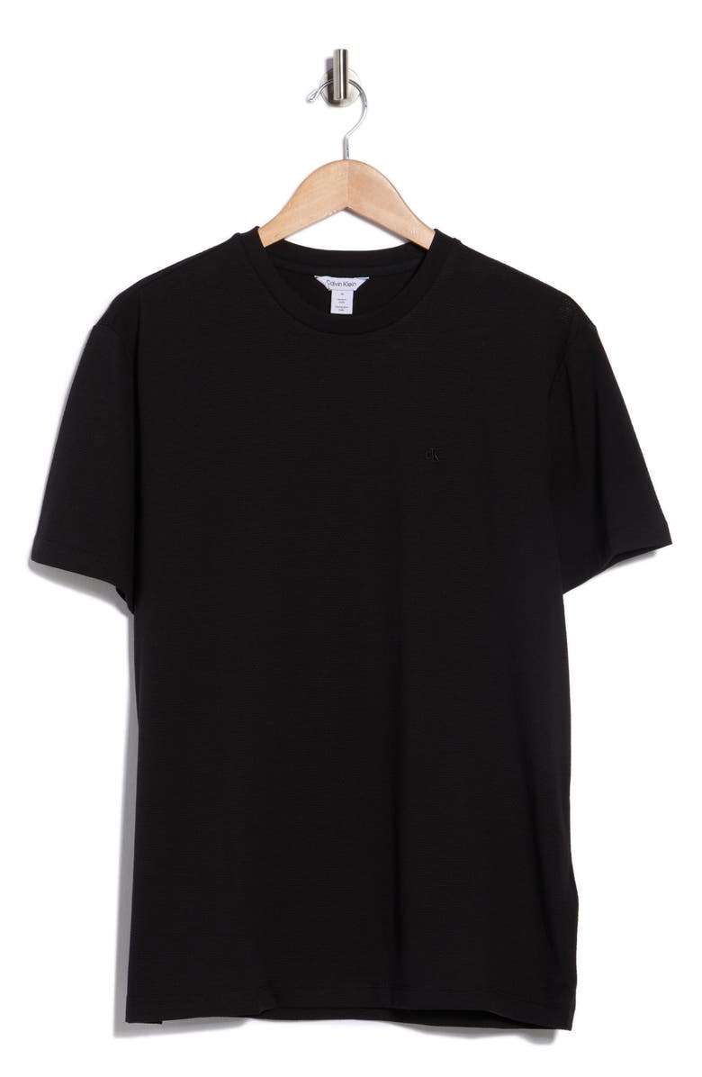 Calvin Klein Popcorn Pique Cotton Blend T-Shirt, Alternate, color, Black