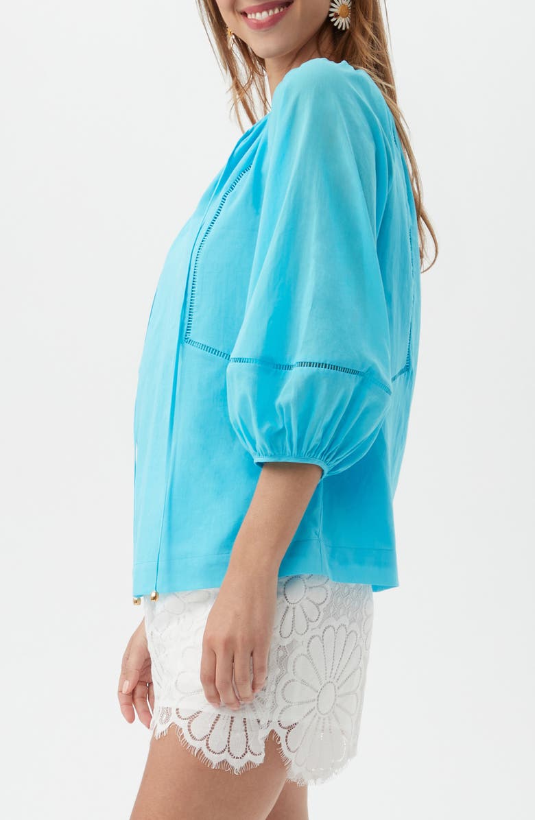 Trina Turk Joplin Ladder Cutout Cotton Top, Alternate, color, Clearwater