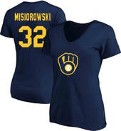FANATICS Women's Fanatics Jacob Misiorowski Navy Milwaukee Brewers Plus Size Name & Number V-Neck T-Shirt
