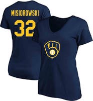 FANATICS Women's Fanatics Jacob Misiorowski Navy Milwaukee Brewers Plus Size Name & Number V-Neck T-Shirt