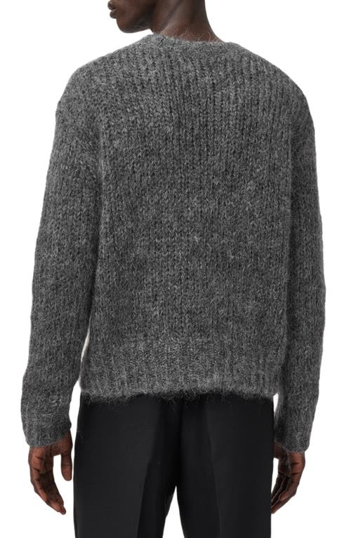 Allsaints Mens Charcoal Grey Myles Oversized-fit Mohair-blend Jumper Xs In Gray