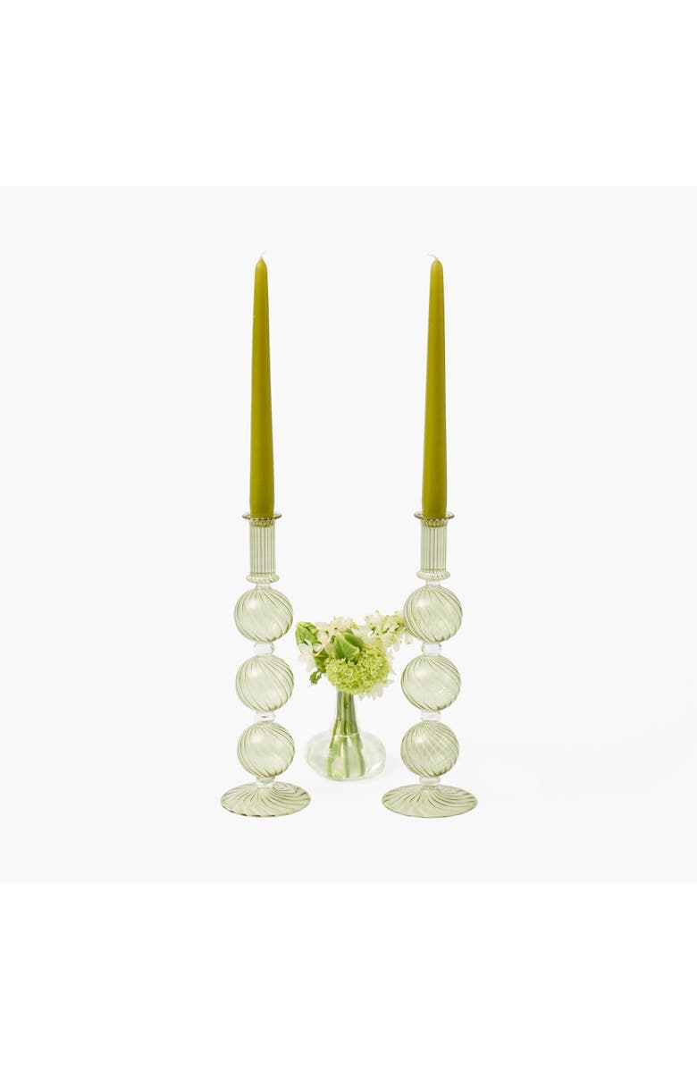 Mrs. Alice Azure Camille Candle Holders, Main, color, Green