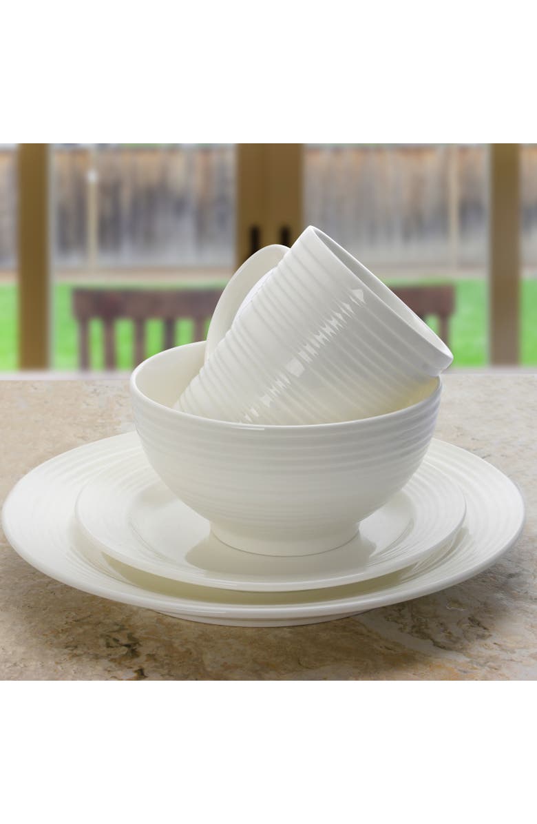 Gibson Home Amelia Court 16 Piece Dinnerware Set Embossed, Alternate, color, White