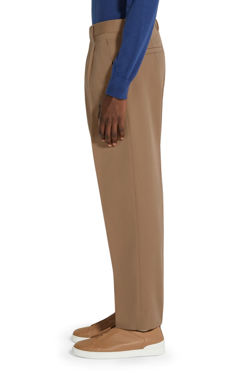 ZEGNA Pleat Front Cotton & Wool Trousers, Alternate, color, 
