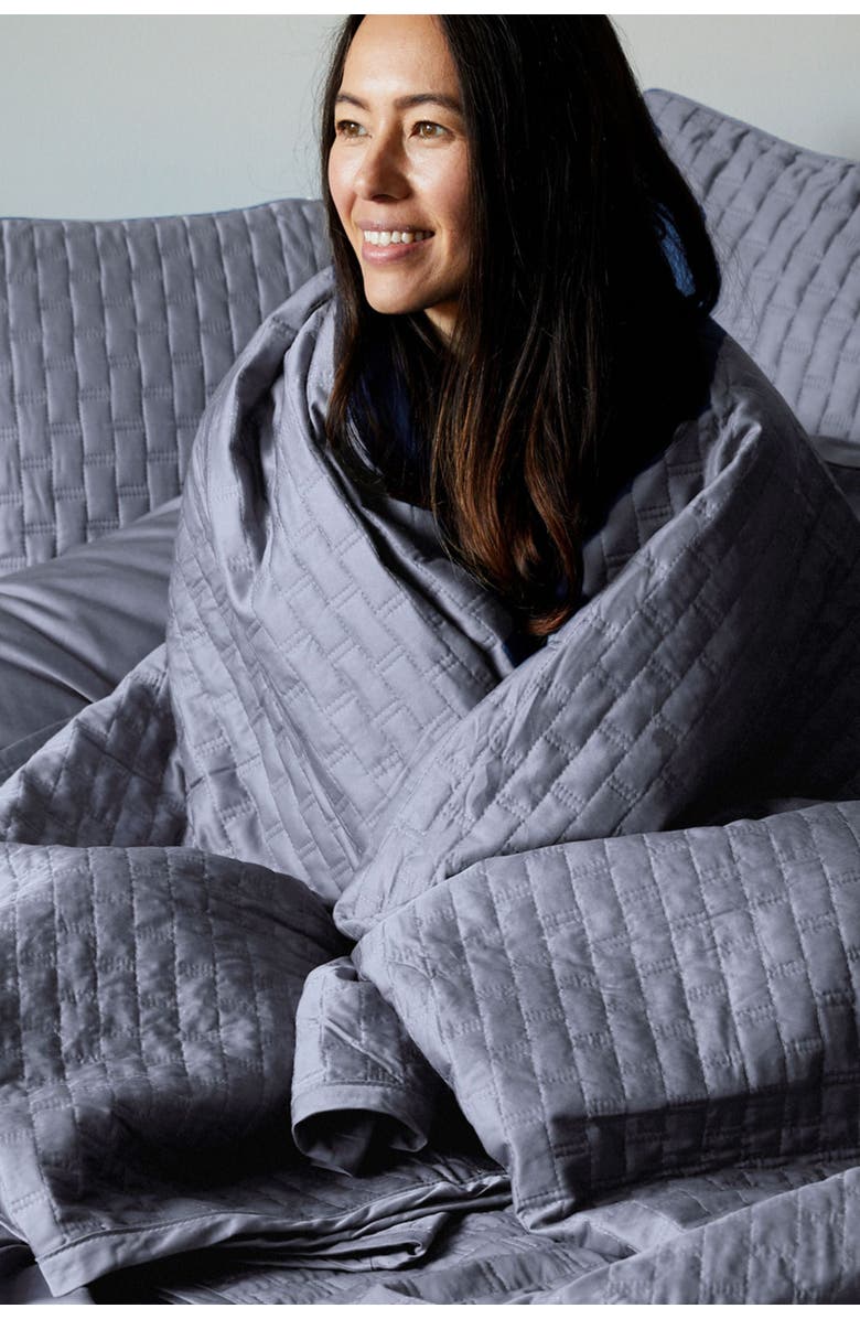 BedVoyage Luxury 100% Viscose Cooling Quilted Brick Coverlet, Alternate, color, Stone