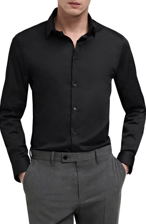 Slim Fit Stretch Poplin Button-Up Shirt