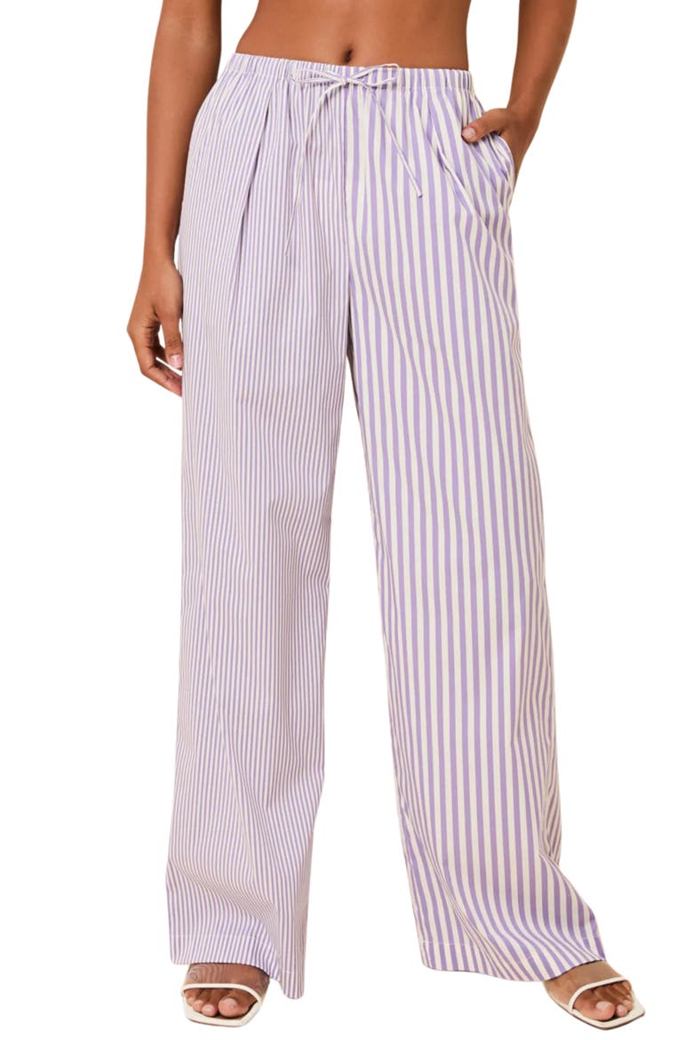 The Ashling Stripe Pleated Cover-Up Pants, Main, color, ULTRA VOILET STRIPE