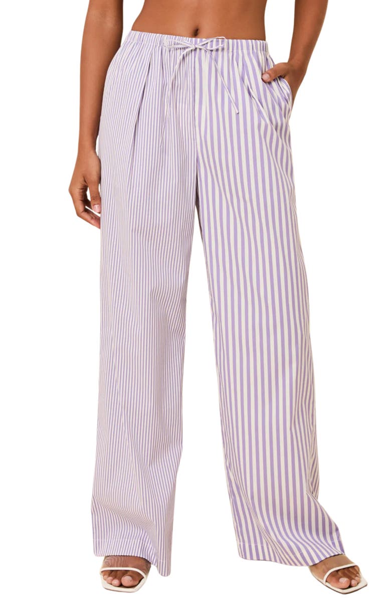 Solid & Striped The Ashling Stripe Pleated Cover-Up Pants, Main, color, Ultra Voilet Stripe