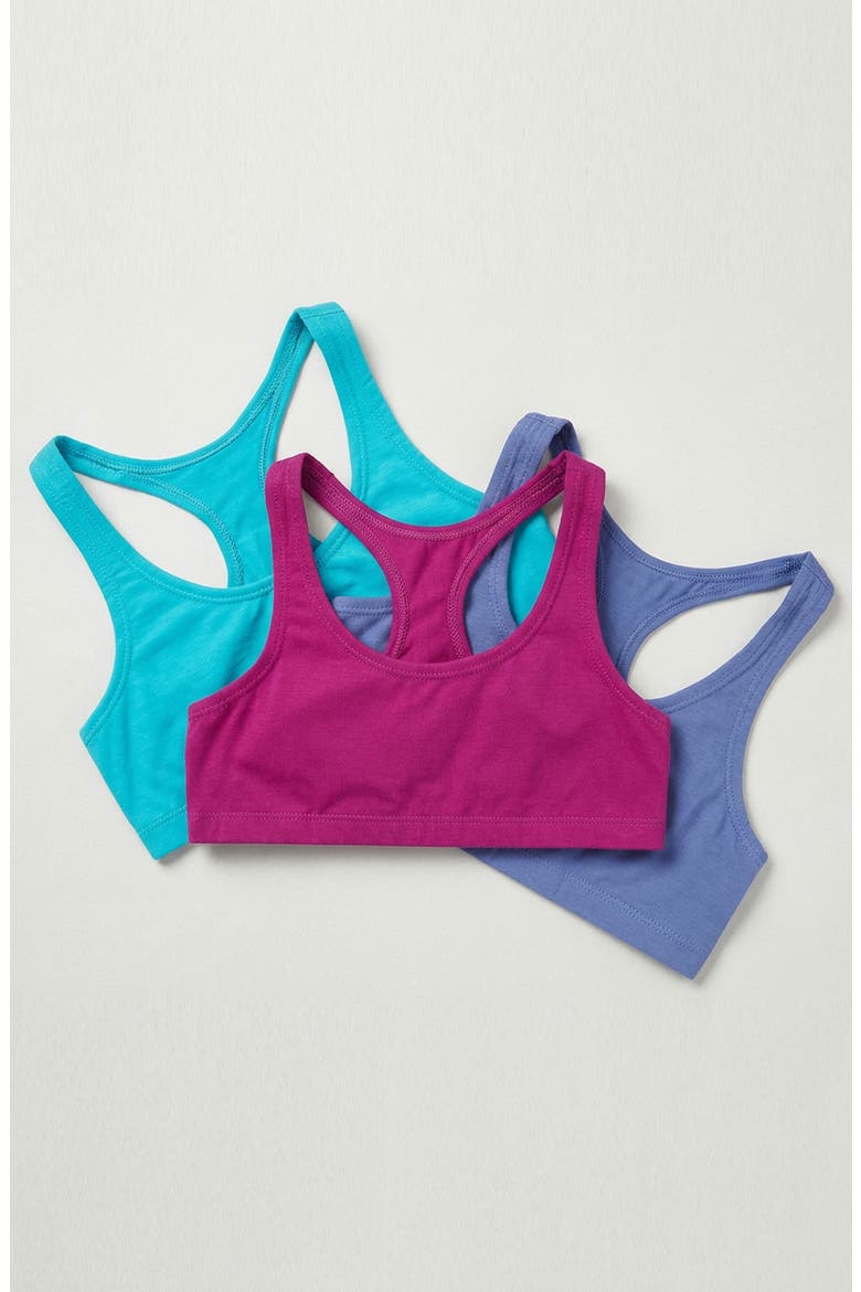 Organic Cotton Girls Sports Bras 3-pk, Alternate, color, Bright Lights