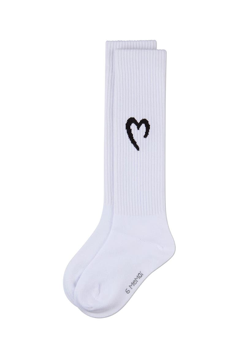 Open Heart Ribbed Novelty Knee High Sock, Alternate, color, White
