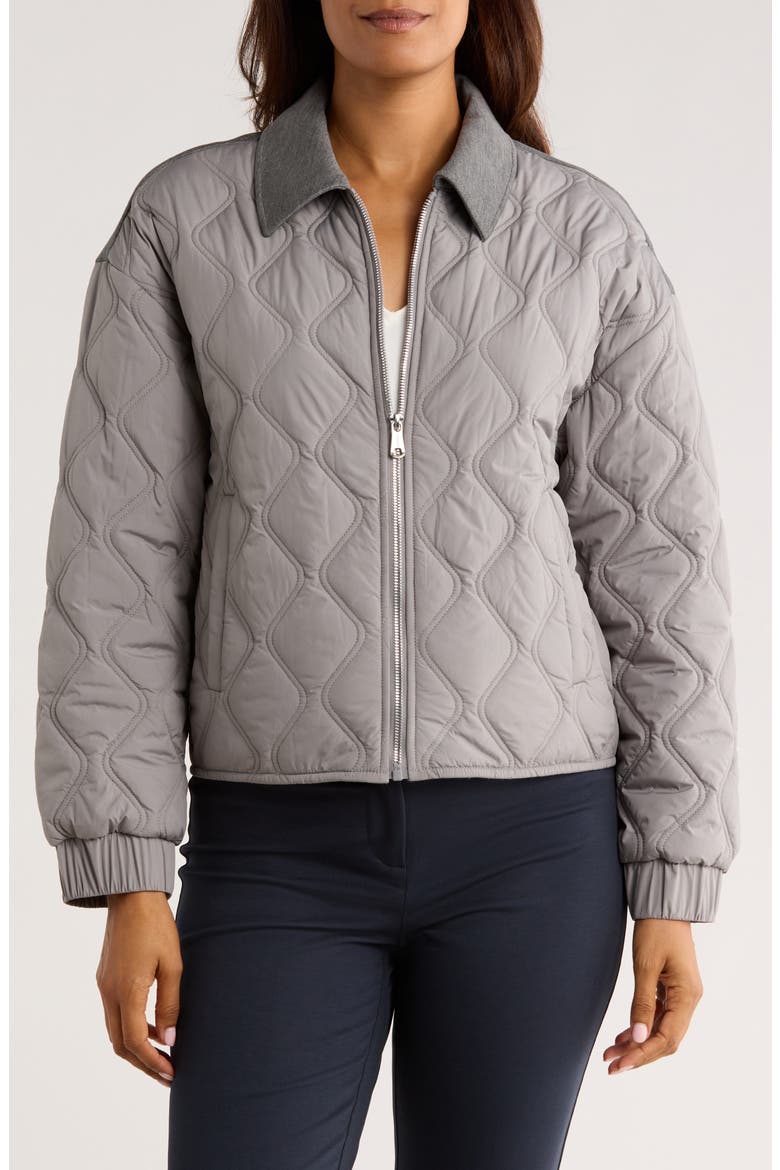 Mixed Media Liner Jacket, Main, color, STONE GREY/ HEATHER GREY
