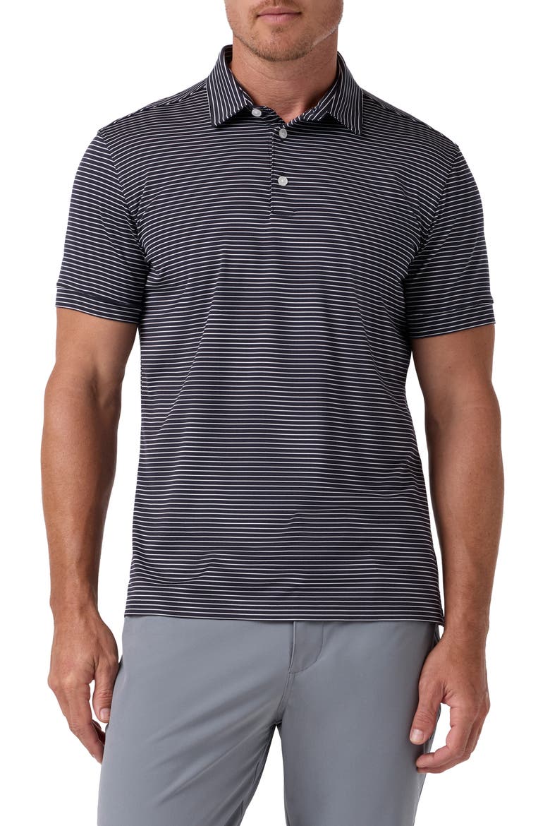 Versa Classic Fit Stripe Performance Golf Polo, Main, color, BLACK ALTERNATING STRIPE