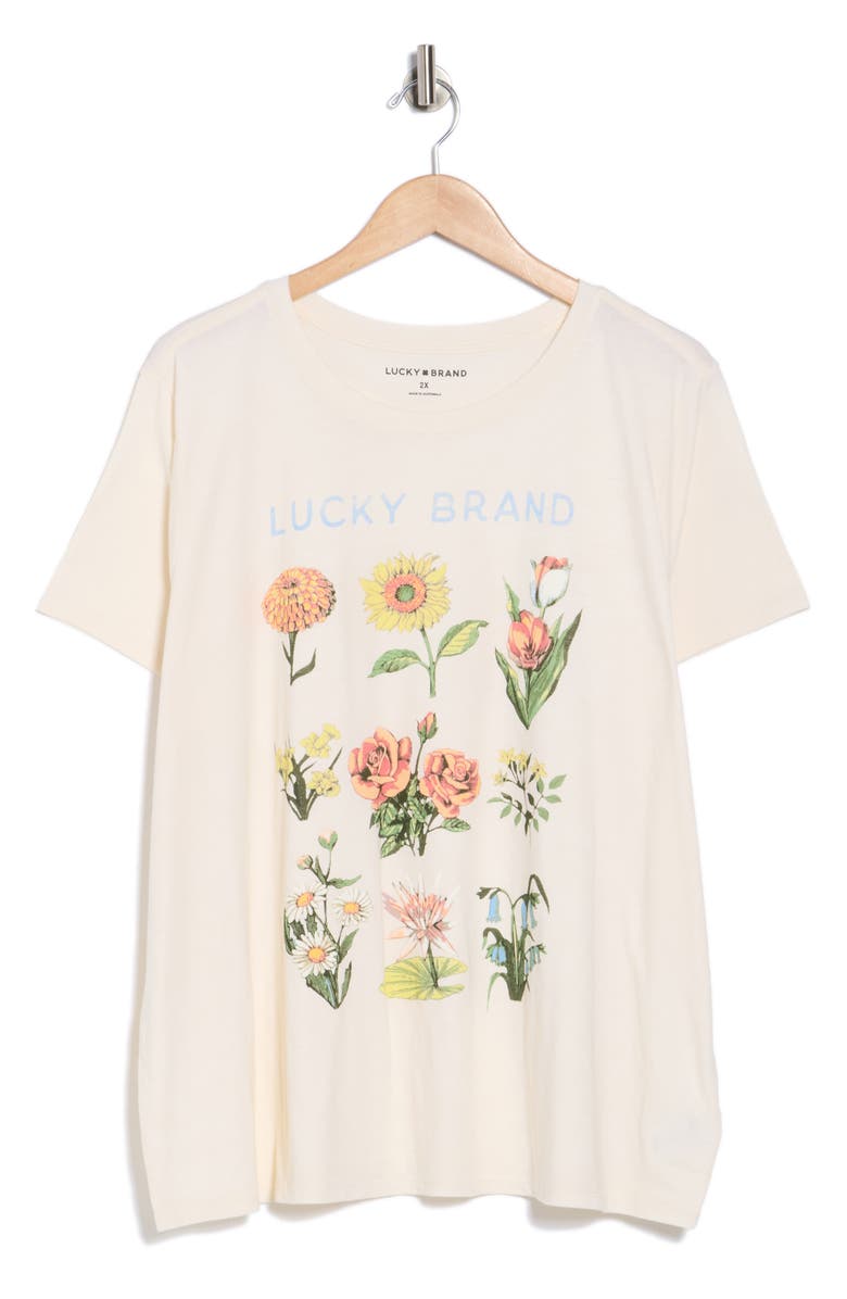 Lucky Brand Floral Graphic T-Shirt, Main, color, Cream