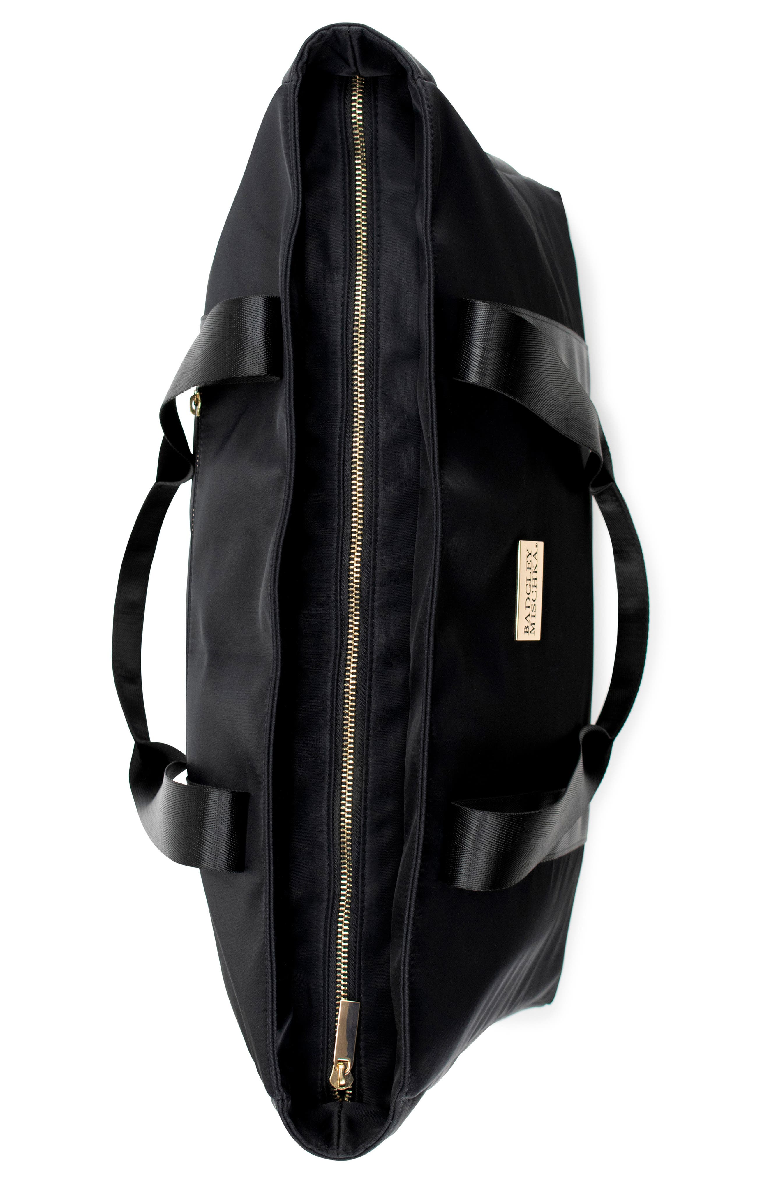 BADGLEY MISCHKA Uncomplicated Nylon Weekender Duffel Bag, Alternate, color, Black